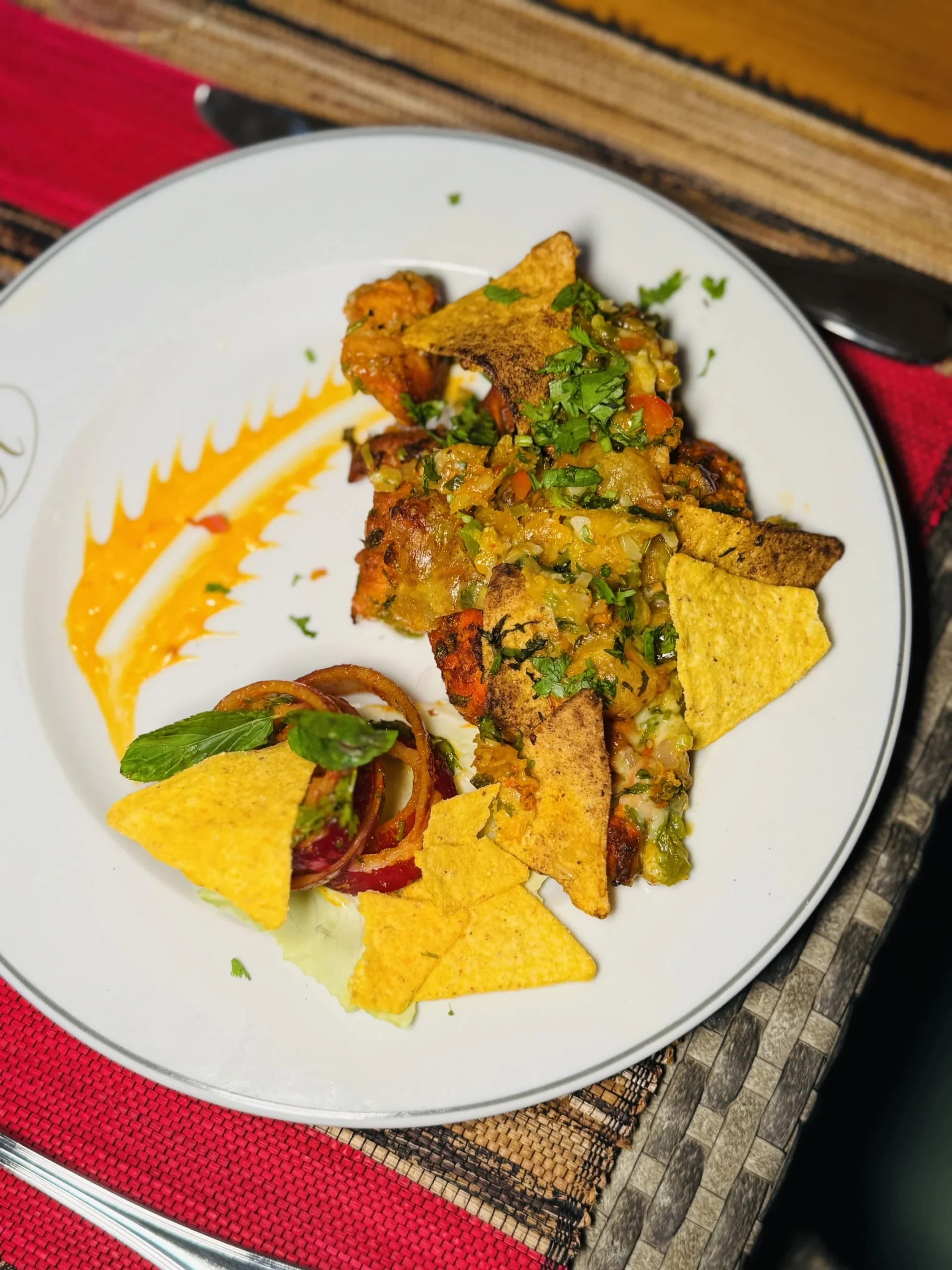 Chicken nachos served at Twisty Tamarind Restaurant