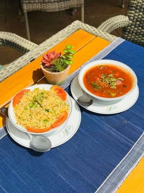 Mutton stew and rice served at Twisty Tamarind Restaurant